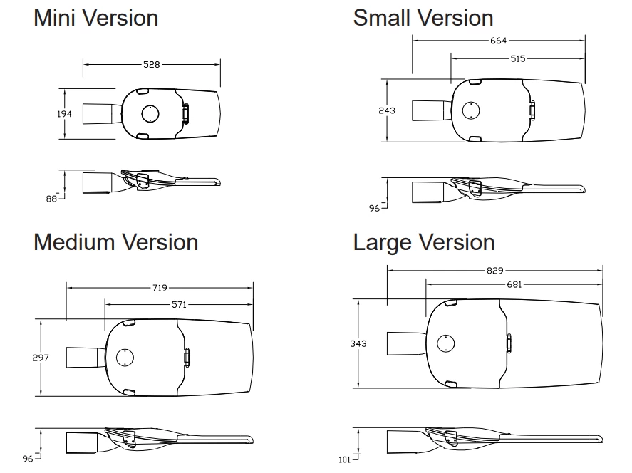 led street lights size