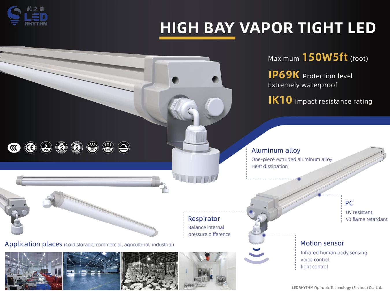 high bay LED vapor tight light fixture
