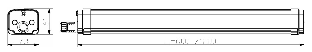 vapor tight light fixture size