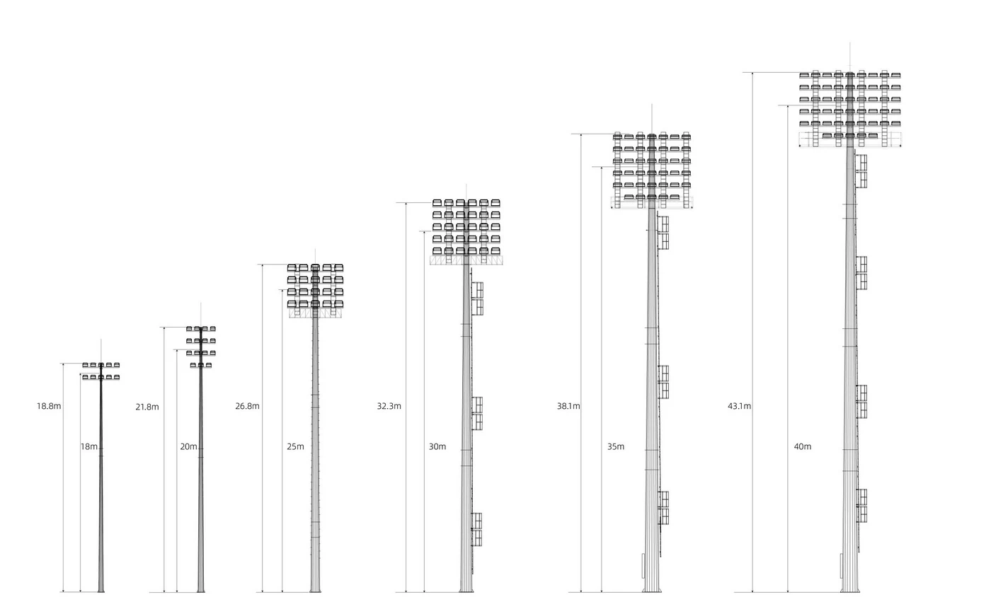 high mast lighting poles height