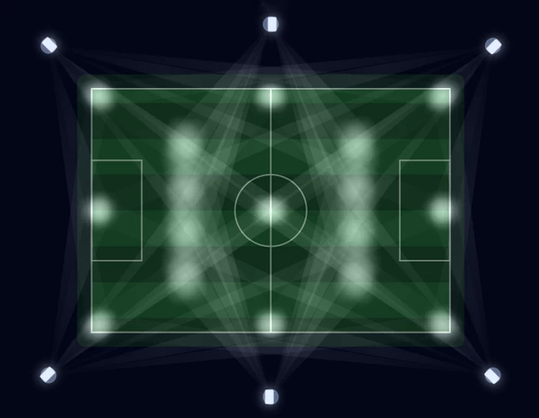 Iluminación del estadio con seis postes